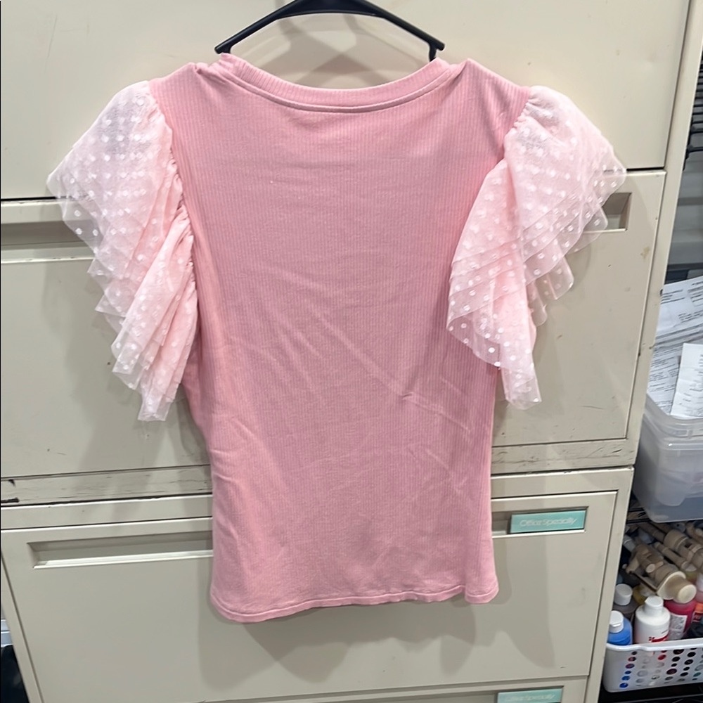 Pink Ruffle Sleeve Top - Picture 2 of 3